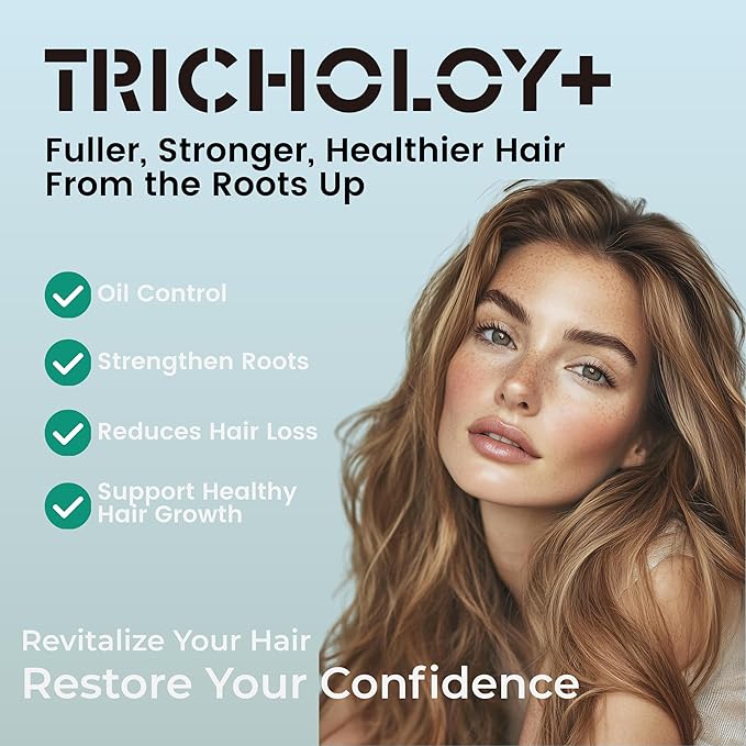Tricholoy+ Volumizing & Thickening Shampoo & Conditioner Set – Biotin Root‑Lift Formula for Fine/Limp Hair | Fuller Hair | Oil Control | Scalp Nourishment - 10 fl oz