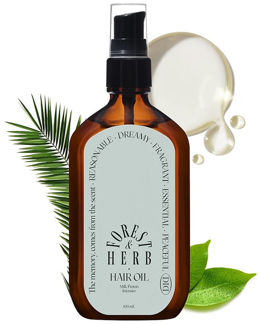 Milk Protein Intensive Perfume Hair Oil - Korean Anti Frizz Nourishing & Smoothing Hair Serum - Natural Green Herb Scent - with 10,000ppm Argan Oil & 6 Plant-Based Oils, 3.38 fl.oz.