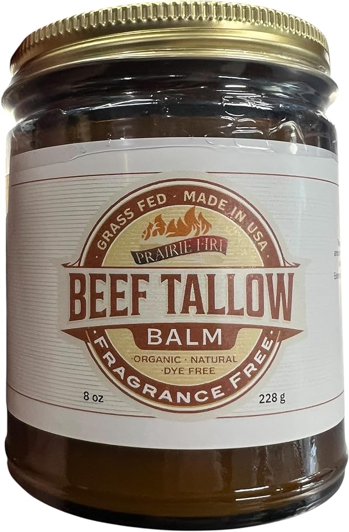 Beef Tallow Balm - 8 oz - Organic Grass Fed - Body Butter - Moisturizing Skin Care Fragrance Free - 8 oz