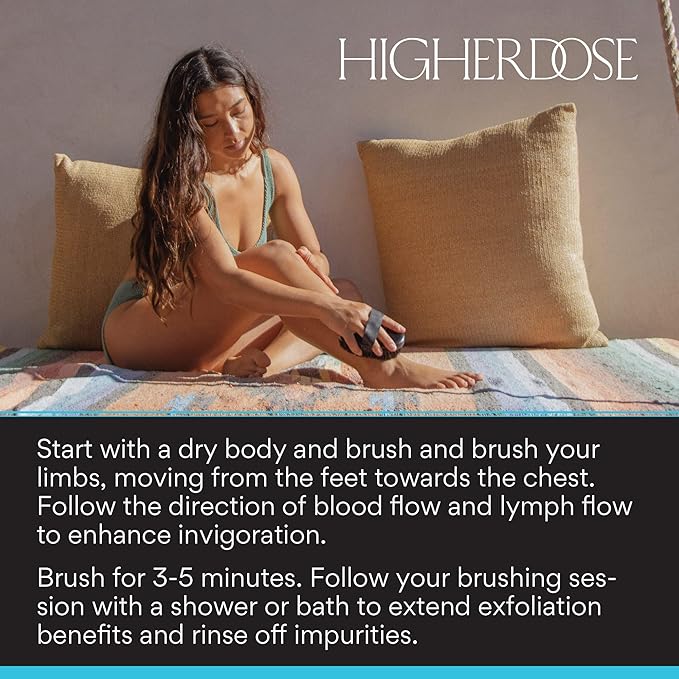 HigherDOSE Copper Dry Brushing Body Brush - Ion-Charged Dry Brush & Lymphatic Drainage Massager to Promote Circulation and Exfoliate for Glowing Skin - Everyday Antimicrobial Body Scrubber