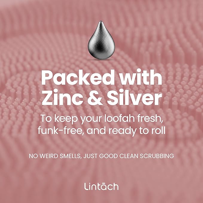 Silicone Shower Scrubber for Body – Exfoliating Loofah Alternative, Zinc & Silver-Infused, Hygienic & Gentle for Sensitive Skin, Durable & Long-Lasting Body Scrubber for Women - Rose Pink