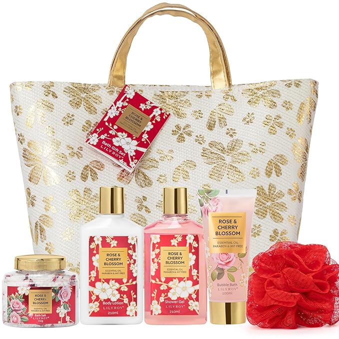 Christmas Gifts for Women - 6Pcs Rose Bath and Body Gift Set Spa Gift Sets for Women Gifts for Sisters with Travel Bag | Perfect Valentine's, Birthday Gifts, Mothers Day Gift for Mom All Occasion
