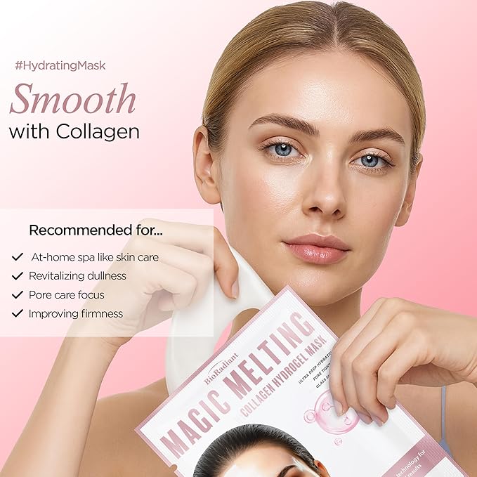 Hydrogel Collagen Face Mask – Firming & Hydrating Overnight Sheet For Dry Skin & Fine Lines – Dermatologist Tested, Anti-Aging, Korean Skin Care, Clean Beauty, Non-GMO – Pack of 6