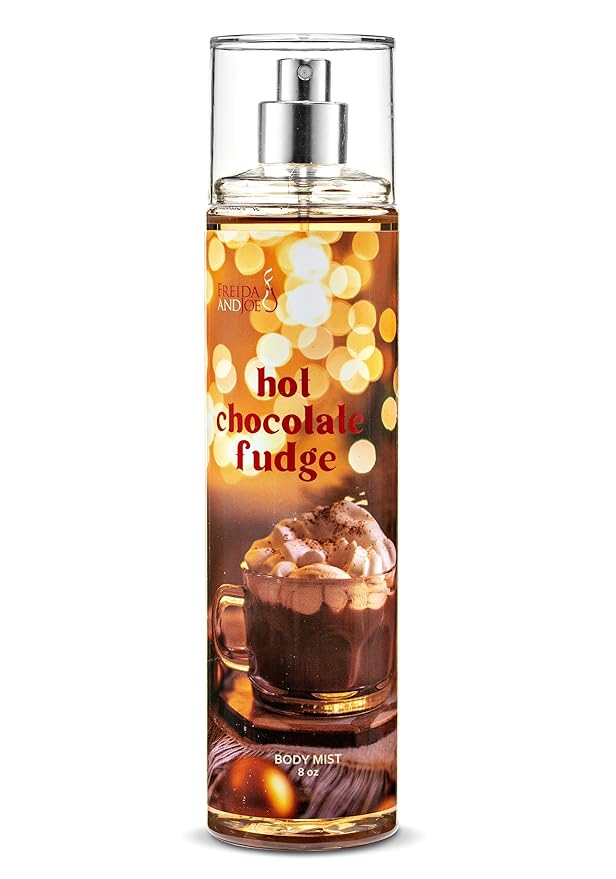 Freida & Joe Hot Chocolate Fudge Body Lotion & Body Mist Bundle – 10oz Moisturizing Lotion + 8oz Fragrance Spray | Sweet Cocoa & Fudge Scented Bath & Body Set