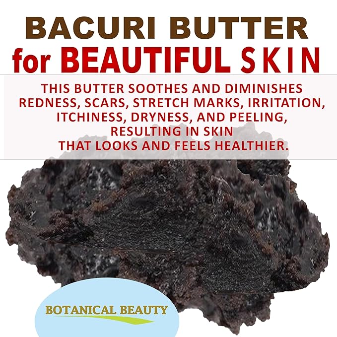 Botanical Beauty Brazilian BACURI BUTTER 100% Pure Natural VIRGIN UNREFINED for FACE, SKIN, BODY, HAIR, NAILS Skin Moisturizer Butter, Skin Nourishing Butter (16 Fl Oz)