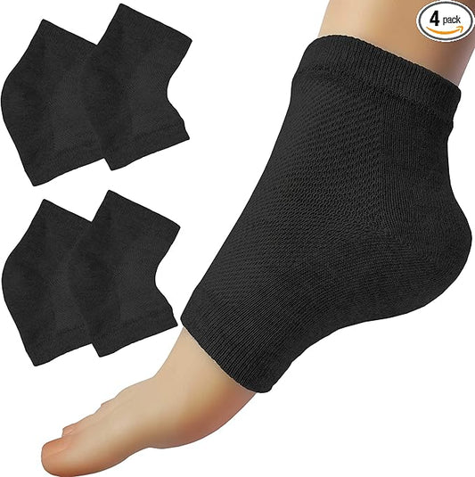 Chiroplax Vented Moisturizing Socks for Dry Cracked Heels Feet Treatment Gel Lined Spa to Repair Heal Soften Calluses Overnight, 2 Pairs (Black)