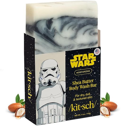 Kitsch Shea Butter Exfoliating Body Wash x Star Wars Stormtrooper Design – Moisturizing Bar Soap & Gentle Soap Bar – Hydrates, Softens & Soothes Skin – Paraben, Silicone & Sulfate-Free - 4 oz