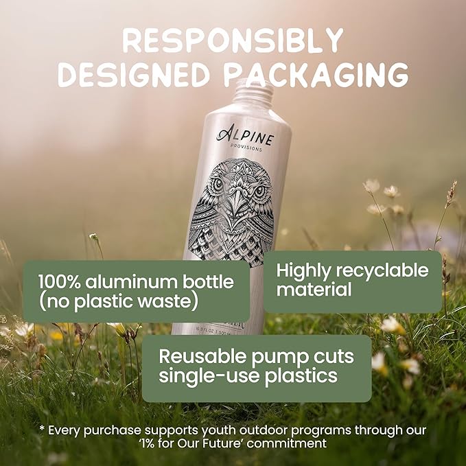 Alpine Provisions Cedar & Sandalwood Organic Conditioner - Natural, Moisturizing, & Strengthening w/Essential Oils, Sunflower oil & Aloe Vera, Vegan, Sulfate - Plant-Based Hair Care - 16.9 FL Oz