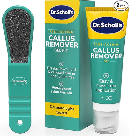 Dr. Scholl's Fast Acting Callus Remover Gel Kit, Hard Skin Removal, Smooth Soft Feet in Minutes, Salon Professional Formula, Mess Free Application, Exfoliating Foot File Pedicure Tool Included