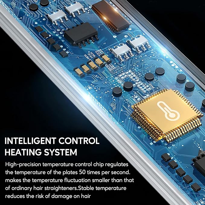 Terviiix 100% Titanium Flat Iron, 24K Salon Professional Hair Straightener and Curler 2 in 1, Non-Snagging Straightening Iron for One Swipe, 15s Ultra Fast Heating, Dual Voltage, Auto Shut Off, 1''