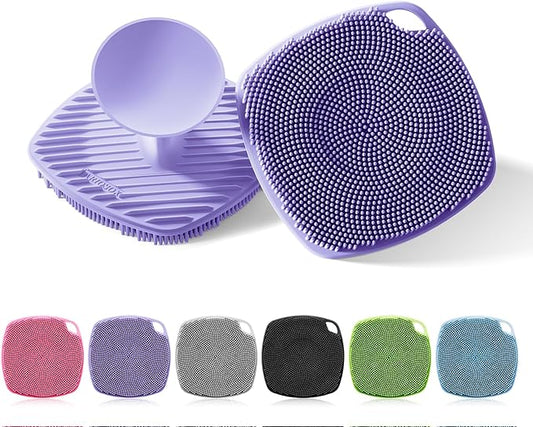 Silicone Body Scrubber, Gentle Texture Exfoliating Body Scrubber for Men and Women On Sensitive Skin, Soft Scrubber Produces Rich Form and Builds Up Lather, Getting a Deep Skin Clean (Purple)