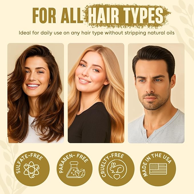 Rice Protein Shampoo and Conditioner Set | 16 fl oz Each | with Batana Oil & Ginseng | Strengthening, Thickening & Clarifying Formula | Supports Hair Growth & Repair