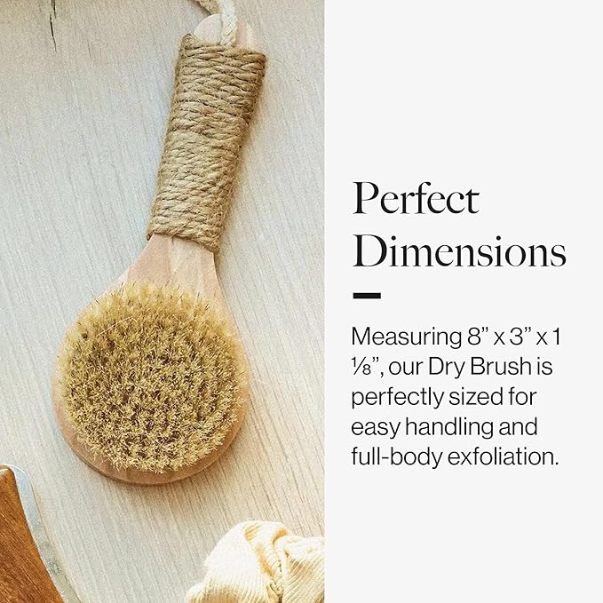 Esker Dry Brush: Skin Exfoliating Full Body Brush for Better Circulation and Energy Flow, Made with Natural Tree Wood, Perfect for Bathing or Shower Routine