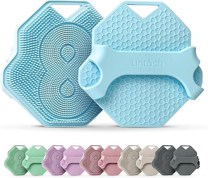 Silicone Shower Scrubber for Body – Exfoliating Loofah Alternative, Zinc & Silver-Infused, Hygienic & Gentle for Sensitive Skin, Durable & Long-Lasting Body Scrubber for Men - Sky Blue