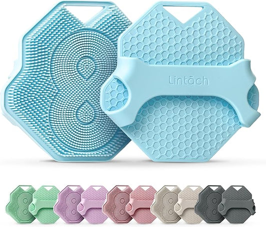Silicone Shower Scrubber for Body – Exfoliating Loofah Alternative, Zinc & Silver-Infused, Hygienic & Gentle for Sensitive Skin, Durable & Long-Lasting Body Scrubber for Men - Sky Blue