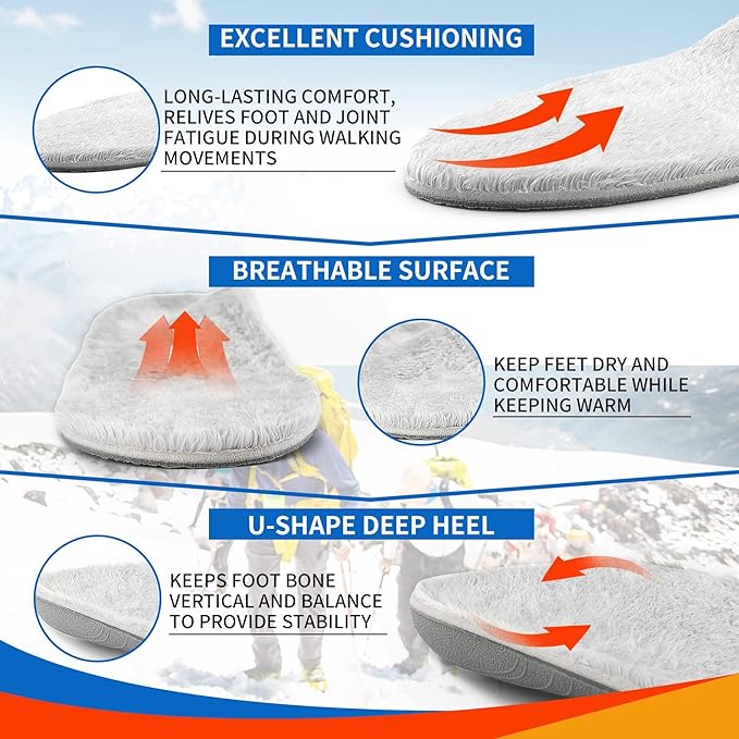 210lbs+ Winter Wool Warm Insole Plantar Fasciitis Pain Relief Men Arch Support Orthotic Insert Flat Feet Women, Heel Spur Relief Work Boot Shoes Insole Standing All Day Size 13, 310MM
