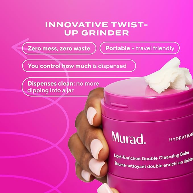 Murad Lipid-Enriched Double Cleansing Balm - Hydrating Balm-to-Oil Face Cleanser & Makeup Remover – Removes Long-Wear Makeup & SPF – Barrier Repair with Ceramides & Camellia Oil – 1.7 Fl Oz