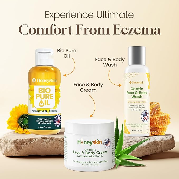 Hydrating Face Moisturizer & Body Cream with Manuka Honey Cream - Organic Face Moisturizer with Honey for Extremely Dry Skin - for Dry & Itchy Skin, Rosacea & Eczema Prone Skin 8oz