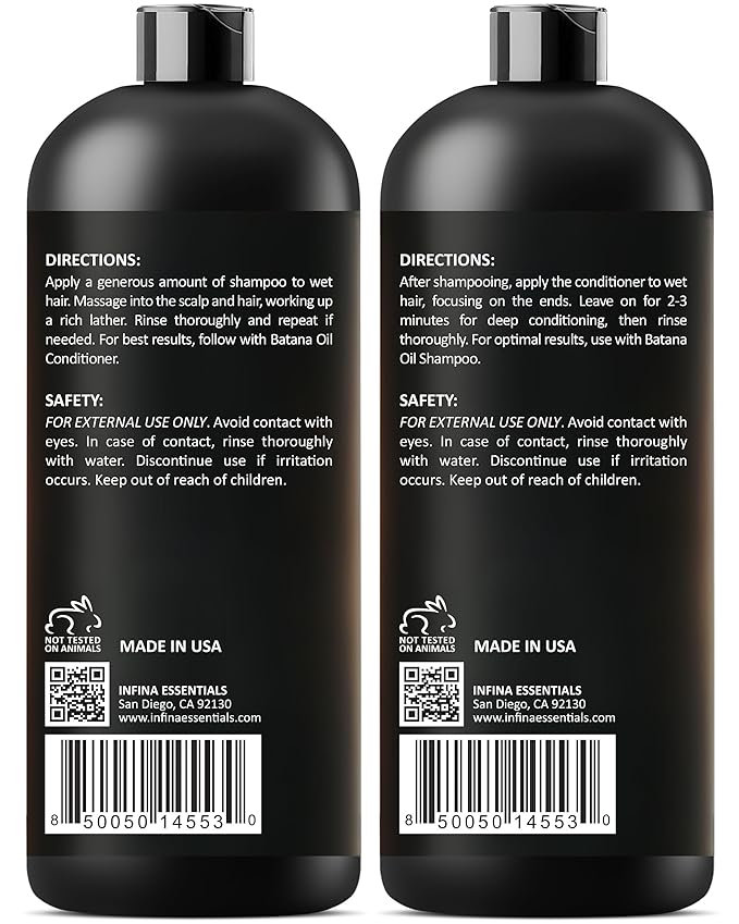 Batana Oil Shampoo and Conditioner Set | 16 fl oz Each | with Biotin & Tea Tree | Moisturizing, Strengthening & Nourishing Formula | Promotes Hair Growth and Thickness