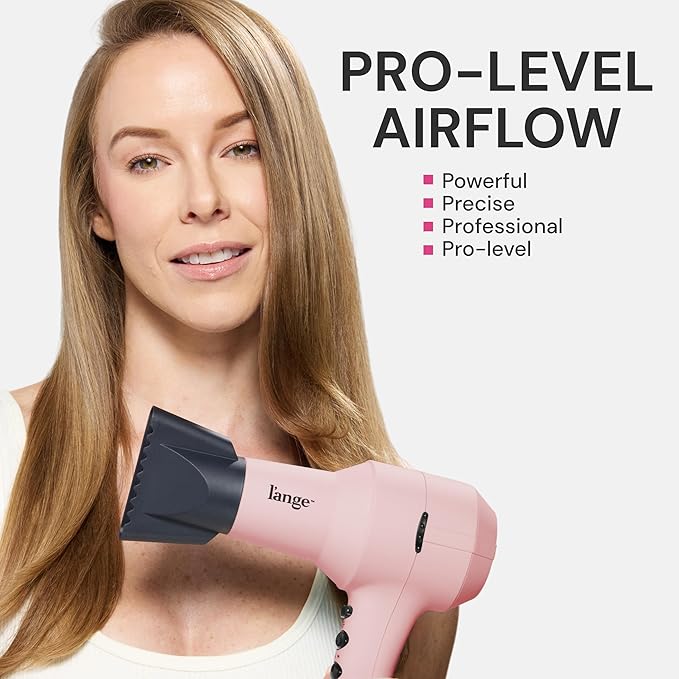 L'ANGE HAIR PowerStyle Ionic Turbo Hair Dryer | 1875W Fast Drying & Precision Styling for Long-Lasting, Frizz-Free Looks | Advanced Ionic Technology Smooths & Shines Hair (Blush)