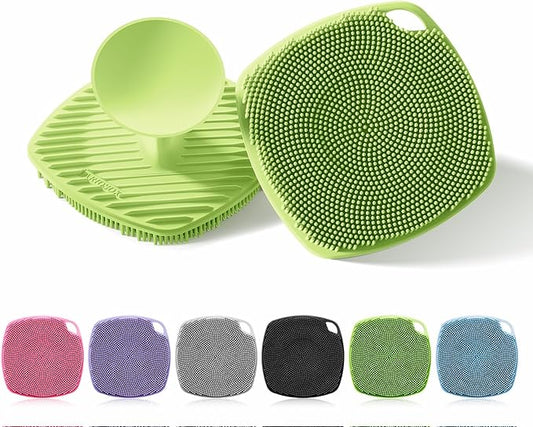 Silicone Body Scrubber, Gentle Texture Exfoliating Body Scrubber for Men and Women On Sensitive Skin, Soft Scrubber Produces Rich Form and Builds Up Lather, Getting a Deep Skin Clean (Green)