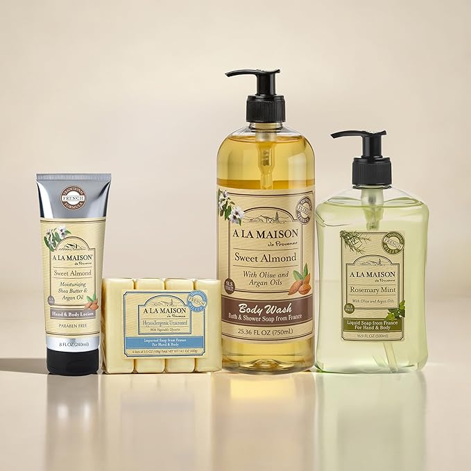 A LA MAISON Rosemary Mint Liquid Soap Bottles Moisturizing Natural Hand Wash Soap, Triple French Milled, Gentle To Hands, 33.8 Fl Oz