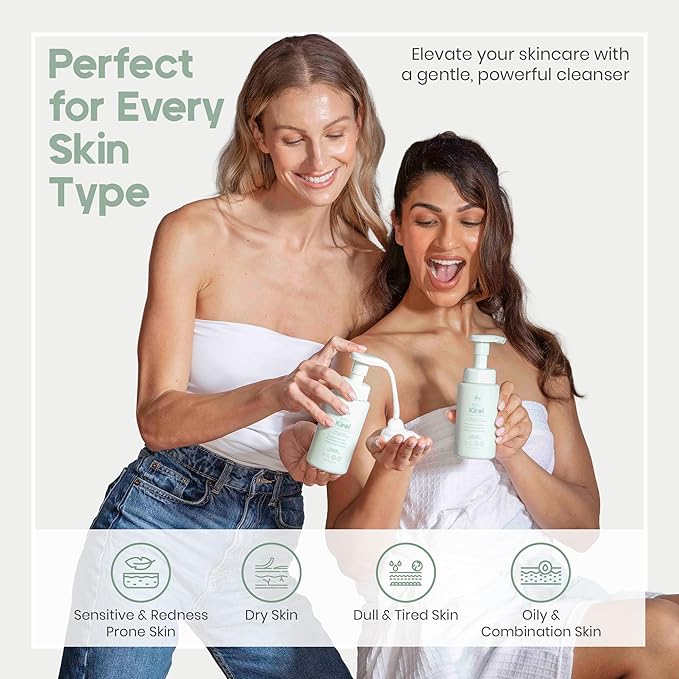 IKI Kirei Foam Cleanser - Gentle Face Wash for Women with Aloe Vera & Cucumber Extract, Hydrating & Soothing, Dermatologically Tested, Suitable for Sensitive Skin, Paraben-Free