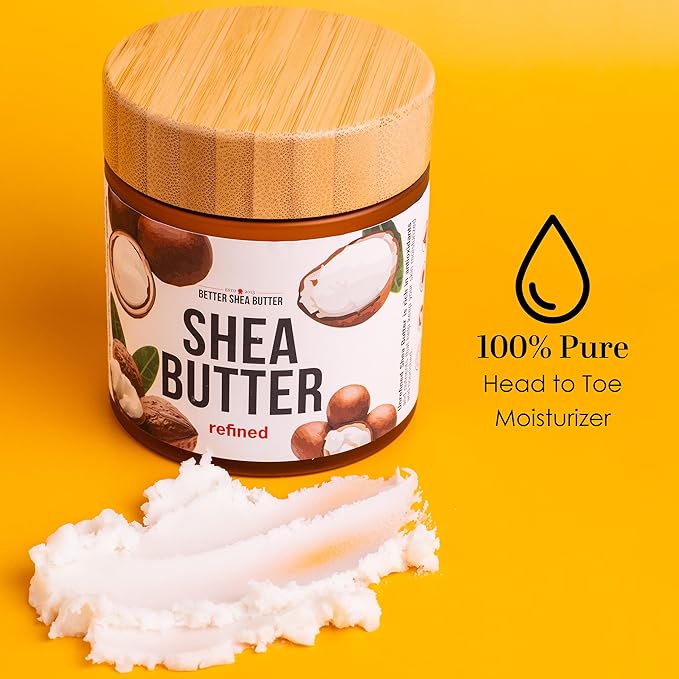 Refined Shea Butter Unscented - 100% Pure African Shea Butter for Hair & Dry Skin - Soap Base - Face & Body Moisturizer, for DIY Whipped Body Butter & Lip Balm 8 oz Jar