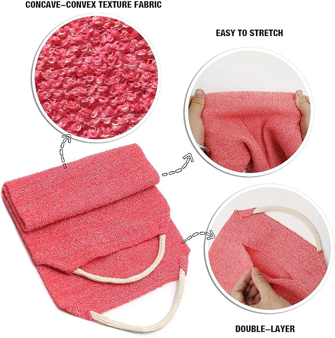 Evridwear Exfoliating Back Scrubber for Shower - Double-Sided Body Scrubber with Handles, Deep Clean, Massage & Exfoliate Back Washer for Men & Women, Invigorates Skin & Circulation
