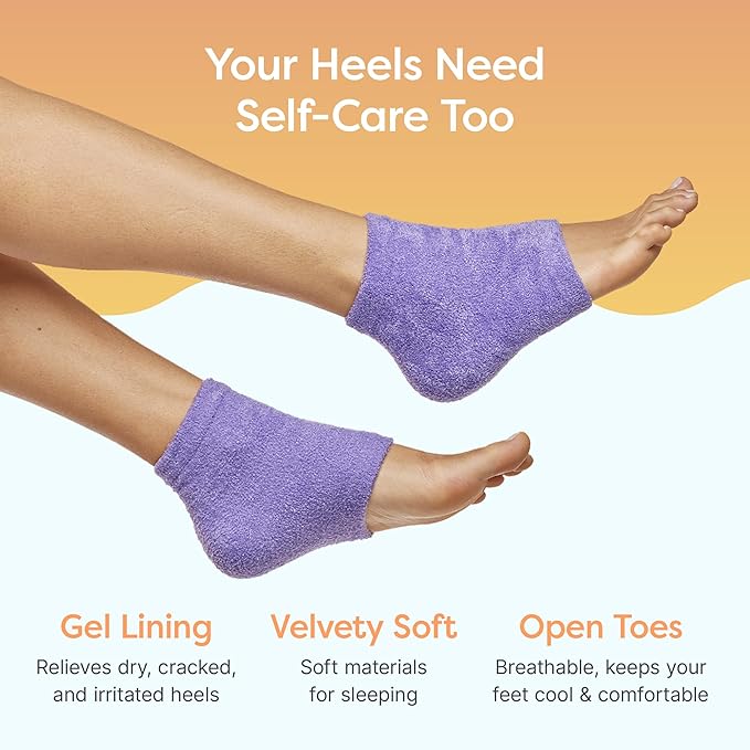 ZenToes Moisturizing Socks for Cracked Heel Treatment, Vitamin E, Olive Oil and Jojoba Oil Heel Socks, Stocking Stuffers for Women, Spa Self Care Gifts for Women (Fuzzy Lilac Purple, Regular)