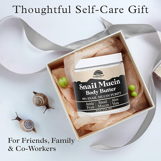 PURPLE CANYON 99% Snail Mucin Body Butter 8oz | Reduce Blemishes, Dark Spots, and Wrinkles for Radiant Skin | Skin Care Snail Cream Moisturizer Dry Skin Repair