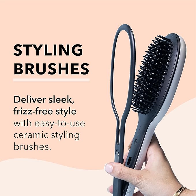 Instyler Freestyle Max Heated Round Brush with Straightening Iron | 2-in-1 Styling Tool | Four Heat Settings | Dual Voltage | Co