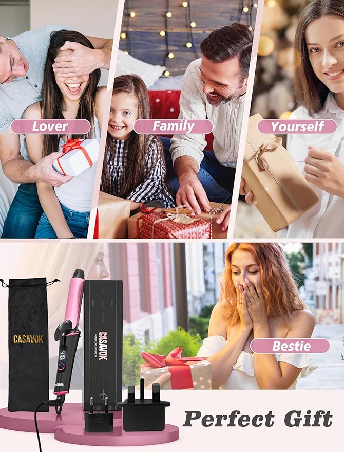 Mini Curling Iron for Travel,110~240V Dual Voltage with European Plug Adapter,Small Curling Iron for Short Hair,Tiny Curling Irons for Women,Anti-Scald Cover,Auto-Off,5 Temp Digital Settings,1 Inch