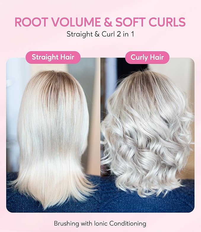 Farery Mini Thermal Brush 3 Temperature Adjustable, 3/4 Inch Travel Curling Iron for Short Hair, Heated Round Brush for Touch ups and Small Curls, Travel Size Curling Wand, Dual Voltage, Pink