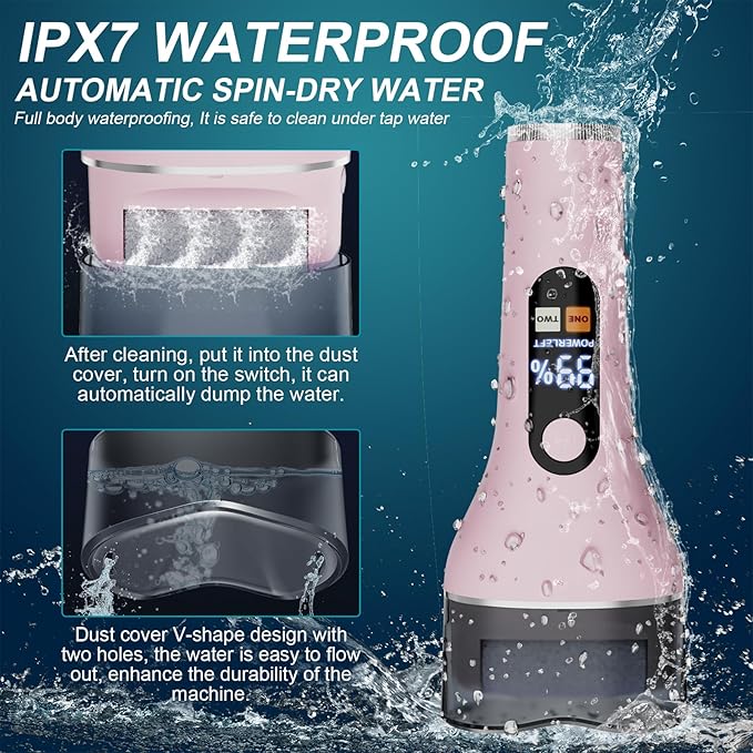 Electric Callus Remover for Feet Rechargeable Portable Electronic Foot File Pedicure Tools 16 in 1 Foot Callus Remover Kit Foot Scrubber to Remove Dead Skin (Pink)