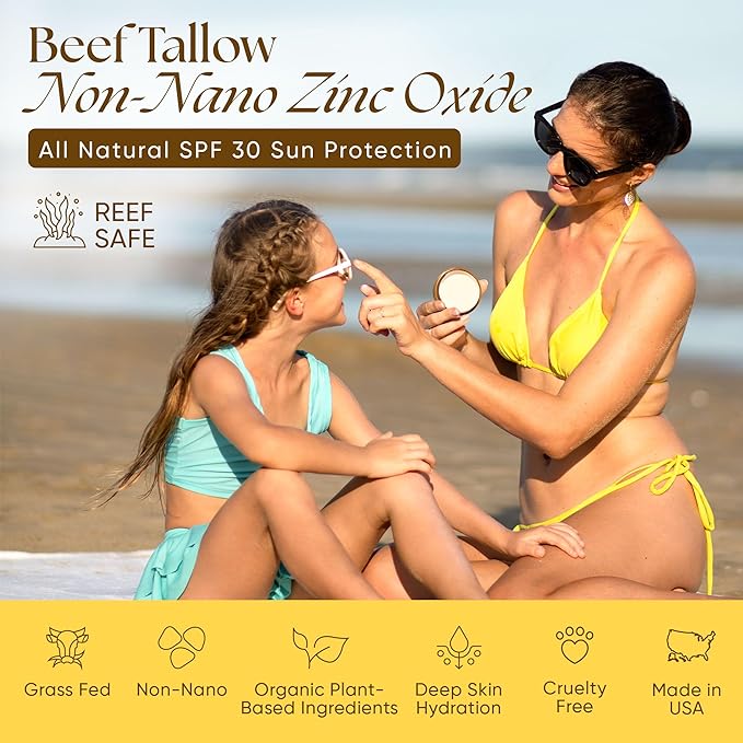 Eat My Face 2 Beef Tallow Sunscreens SPF 30 & 2 Beef Tallow Soaps Bundle, Organic Sunscreen for Face with Non Nano Zinc Oxide, Citrus Bergamot Soap Bar, Moisturizing Handmade Tallow Soap