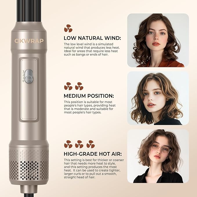 6 in ONE Blow Dryer Brush, Curling Wand Hair Styling Tools Set, Ionic Hot Air Hair Dryer, Massage Oval Hair Dryer, Left&Right Hair Curlers