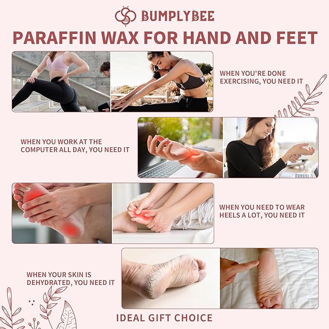 Paraffin Wax for Hand and Feet Refill - 10 Packs Rose Scent Paraffin Wax Refills with Silicone Brush,Skin Moisturizing, Non-Greasy, Easy-Peeling