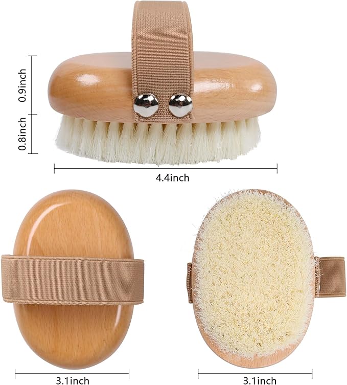 OWIIZI Dry Brushing Body Brush with Soft Nylon Bristles Antiskid Wooden Exfoliator Bath Scrubber for Wet or Dry Exfoliating,Body Scrub Deep Cleanse
