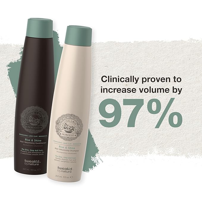 Tweak’d by Nature - Rise & Shine Hair Volumizing and Thickening Shampoo and Conditioner Set for Fine Hair, Paraben and Sulfate Free Shampoo and Conditioner for Oily Hair, Hydrating (2 x 9 ounces)