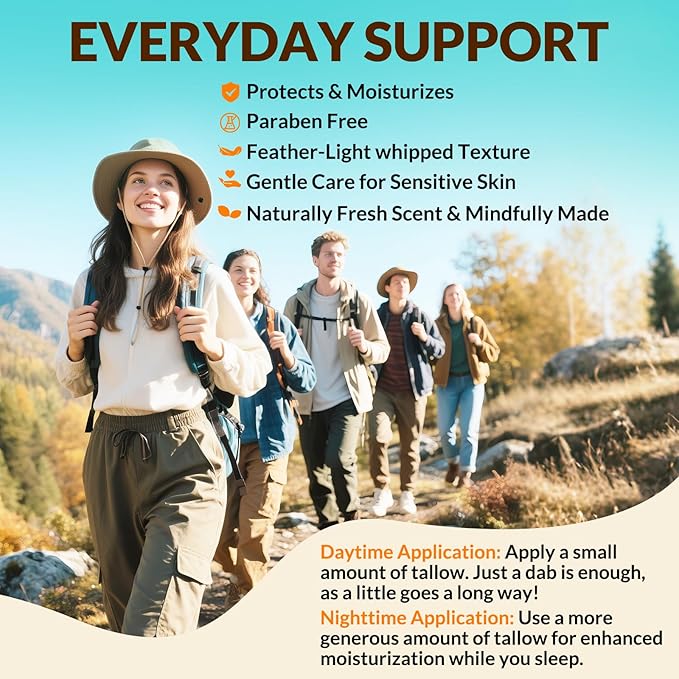 Beef Tallow for Skin - 100% Grass Fed - Whipped Tallow and Honey Balm，Moisturizer Cream for Face & Body -Natural Organic Formula for Dry & Sensitive Skin (Citrus Breeze) (2 oz)