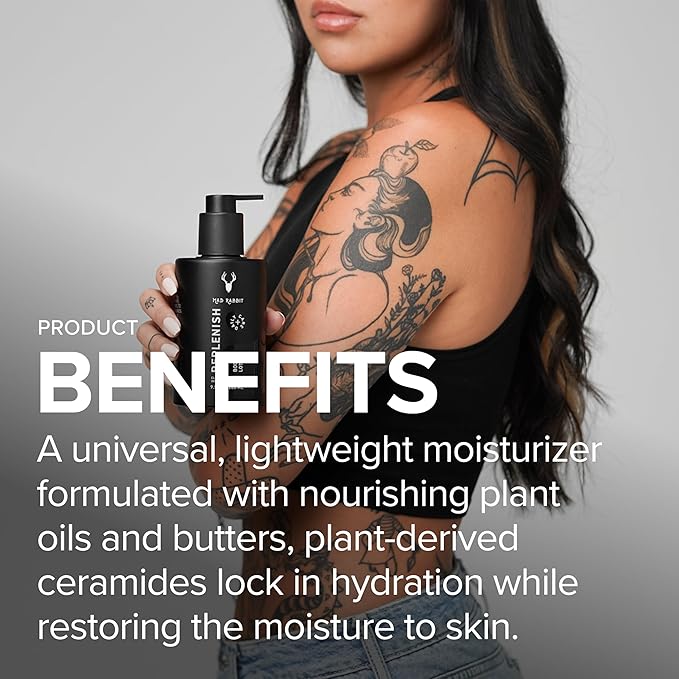 Replenish Tattoo Body Lotion - Fragrance-Free Lotion, Non-Greasy & Silicone-Free, Clean Ingredients, Lightweight for Daily Use (9.5 Ounce)