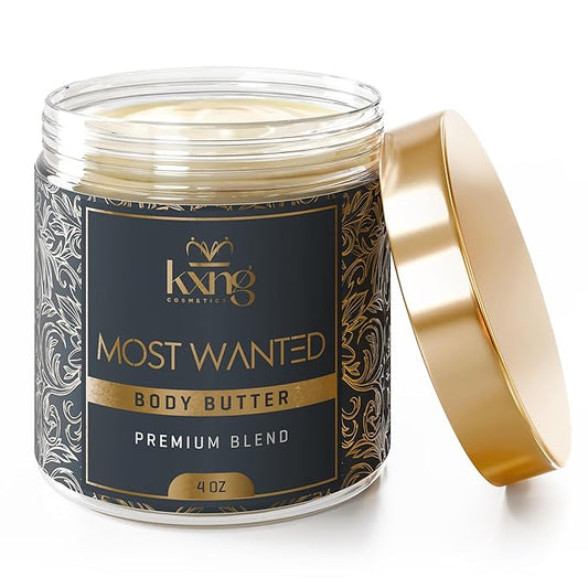 KXNG Cosmetics Shea Body Butter Cream – 4oz | Organic Body Butter for Men & Women with Raw Shea, Cocoa, Mango & Coconut Oil | Moisturizing Cream for All Skin Types – Most Wanted