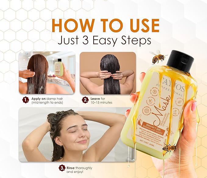 Banana Hair Mask with Honey – Intensive Hydrating Hair Mask for Dry or Treated Hair – Natural Banana Extract – Hair Protein Mask – 10.14 fl oz