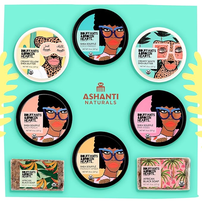 Ashanti Naturals Bouffants & Broken Hearts Creamy White Shea Butter Body Butter | Grade A, 100% Natural African Raw Shea Butter for Dry Skin, Face and Hair (15oz)