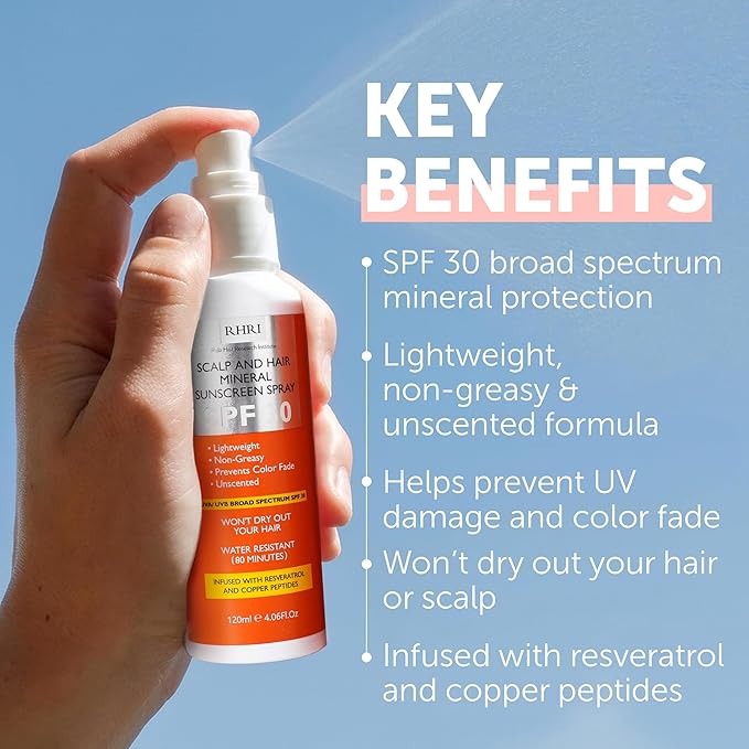 Premium SPF 30 Hair Sunscreen Spray | Non-Greasy UV Protection for Hair and Scalp | Prevents Color Fade and Dryness | Travel-Size UV Protection | Beach SunBlock | Scalp Sunscreen 4 oz 120 ml