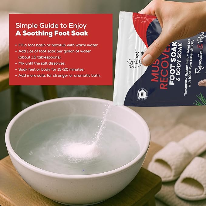 FOOT CURE Muscle Care Foot Soak with Epsom Salts – Refreshing Blend for Relaxation & Foot Care – Helps Soften Skin – Soothes Tired Feet, Invigorating Scent, Spa Pedicure – 16 oz (Pack of 2)