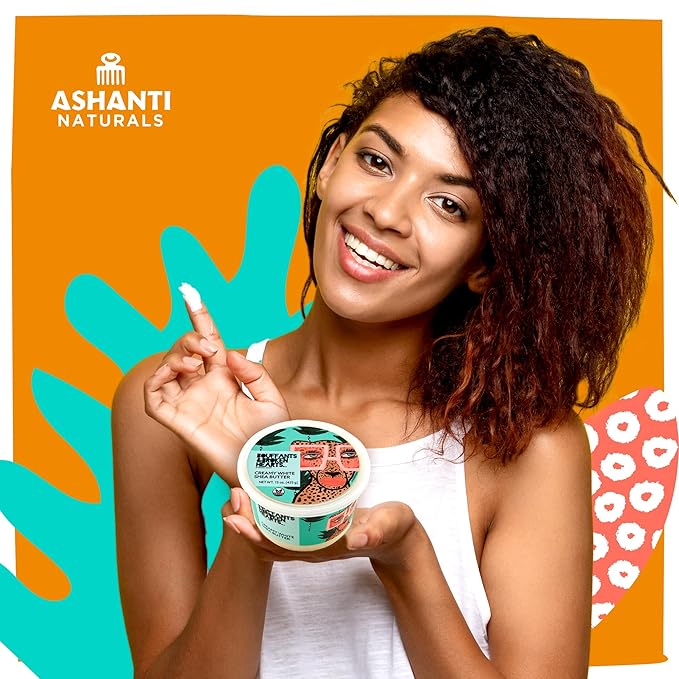 Ashanti Naturals Bouffants & Broken Hearts Creamy White Shea Butter Body Butter | Grade A, 100% Natural African Raw Shea Butter for Dry Skin, Face and Hair (15oz)