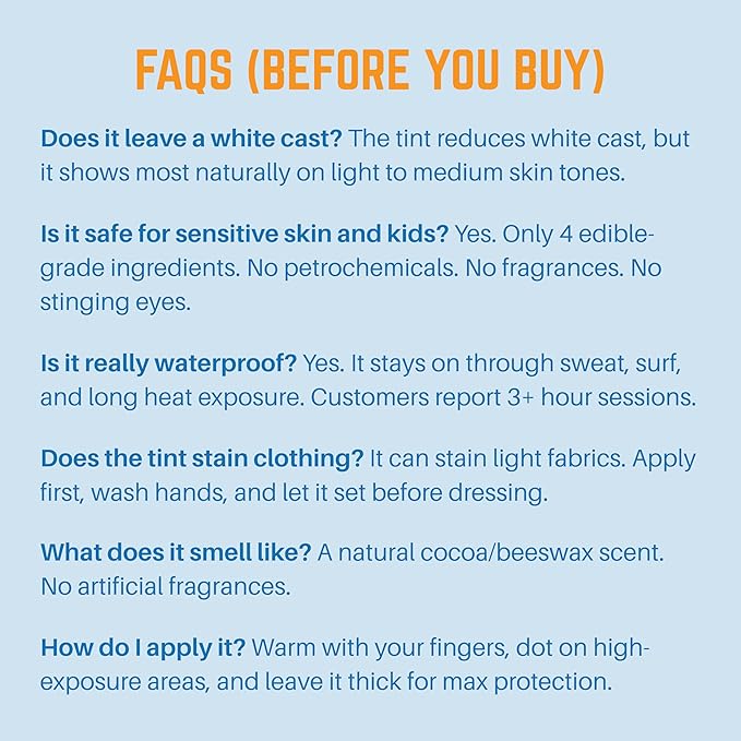 Waxhead Tinted Zinc Oxide Surf Sunscreen SPF 30 for Face, 4 Ingredient Reef Safe Zinc Paste, Waterproof Sunblock for Swimming, Sensitive Skin and Eczema, Tinted Scar and Tattoo Protection, 2oz Tin