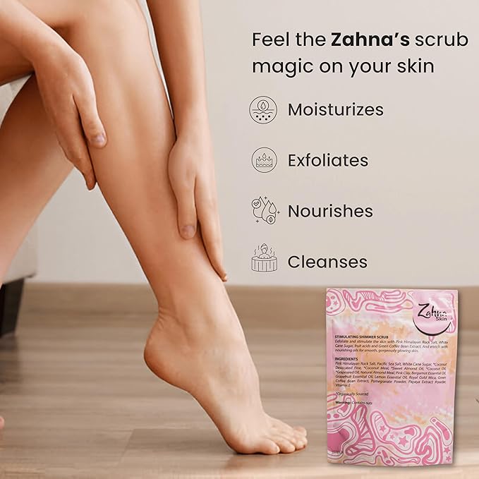 Pink Himalayan Exfoliating Body Scrub for Women – 100% Organic & Vegan, Salt Scrub Exfoliator for All Skin Types, Natural Body Exfoliating Coffee Scrub for Shower & Bath, Pink Salt Body Scrub